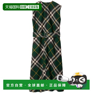 香港直邮Burberry 格纹配腰带无袖 巴宝莉 Nova 中长 女士 1h可退