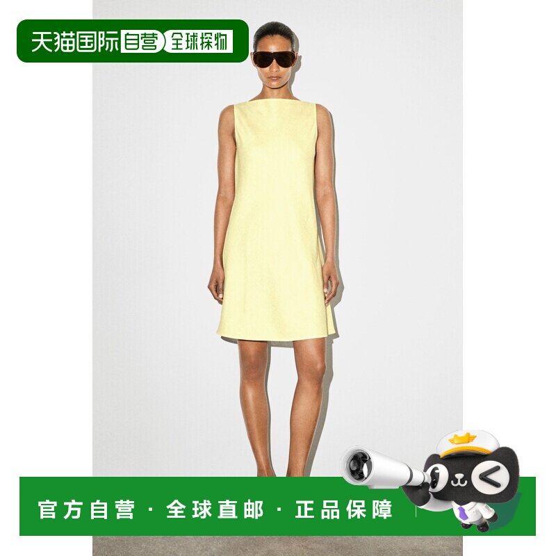 自营欧洲直邮COS 女士黄色亚麻修身短款连衣裙图片