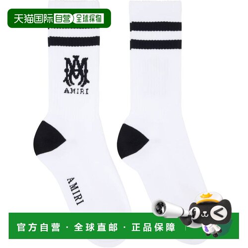 1h可退 香港直邮AMIRI 男士 白色 MA Core Logo 中筒袜 AM5SS001W