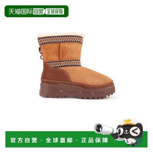 自营欧洲直邮Ugg Classic系列女士栗色羊皮毛防水雪地靴短靴