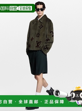 自营1h可退 欧洲直邮LV路易威登 Remix男士黑色小牛皮老花图案短