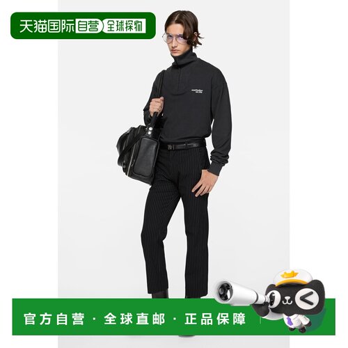 自营欧洲直邮Acne Studios 男士黑色棉质半拉链立领卫衣