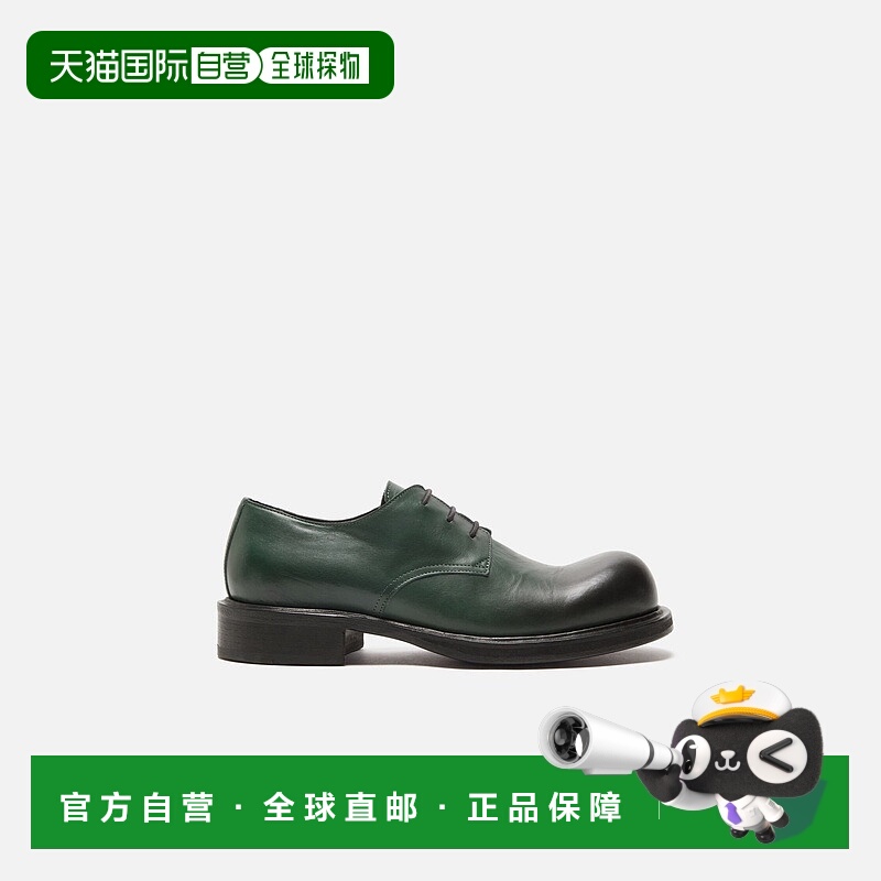 自营欧洲直邮Acne Studios FW25男士深绿色小牛皮微翘圆头德比鞋