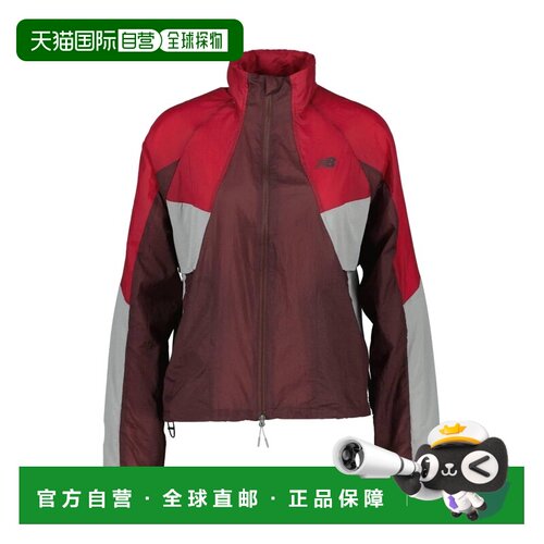 自营欧洲直邮NEW BALANCE RC Jacket女士酒红色/红色聚酯纤维连帽