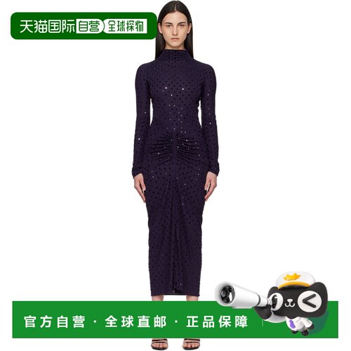 香港直邮alaia 女士 紫色 Draped Fluid Strass Jersey 连衣裙 AA