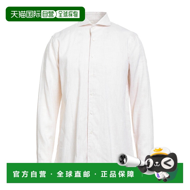 香港直邮Canali 康钠丽 男士 亚麻衬衫 beige米色 舒适时尚