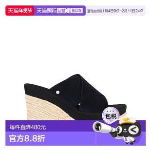 香港直邮Ugg 女士 帆布面凉鞋 black黑色 舒适时尚拖鞋