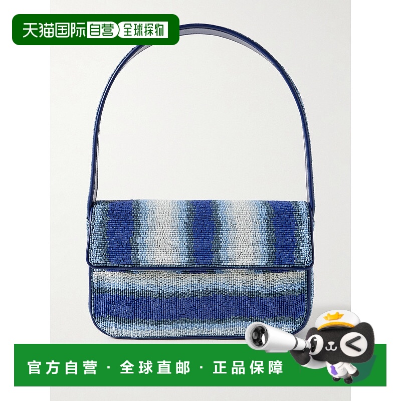 香港直邮Staud 女士 Tommy vegan-trimmed 串珠精饰刺绣绸缎肩包