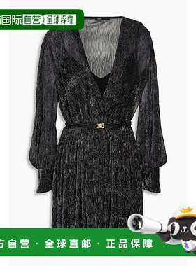 香港直邮Maje 女士 裹式束带金属感针织迷你连衣裙 MFPRO03270NOI