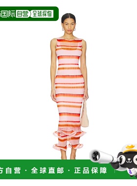 1h可退 香港直邮Simkhai 女士 Daniella 打褶中长连衣裙 2261027K