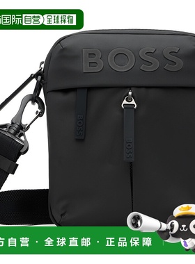 1h可退 香港直邮BOSS 波士 男士 黑色 Faux-Leather Reporter 斜