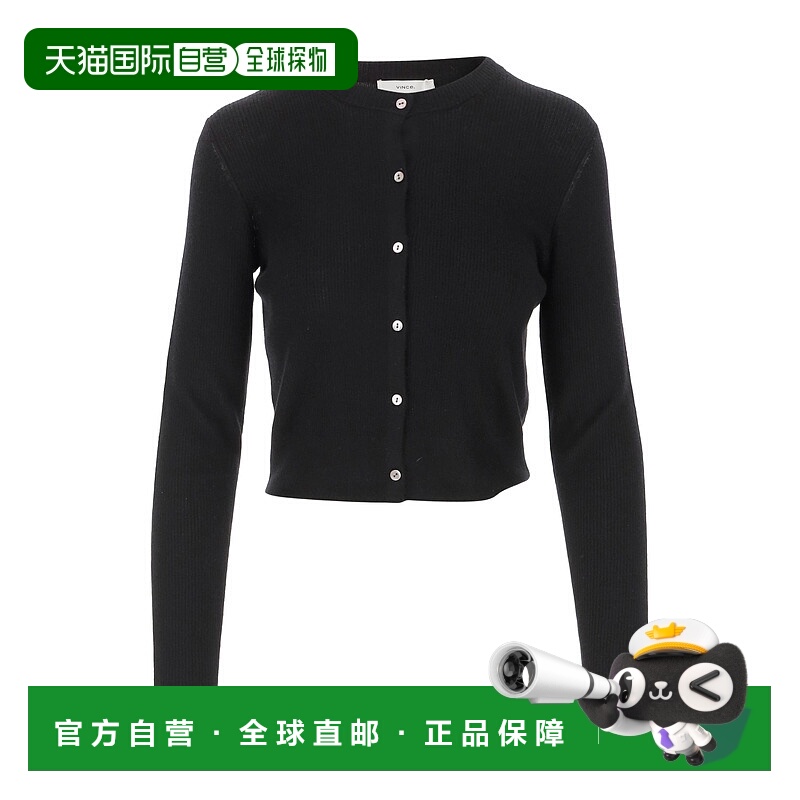 1h可退 香港直邮VINCE 女士 圆领长袖针织衫 V108579726 black黑