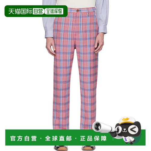 香港直邮Vivienne Westwood 格纹直筒裤 休闲裤2F01001BW012K