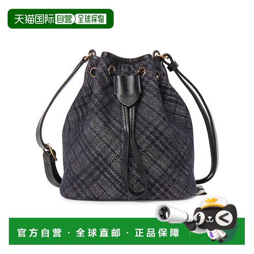 香港直邮Burberry 抽绳牛仔布水桶包 81119401斜挎包单肩包手提包