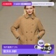 BURBERRY博柏利女士棕色Logo标贴翻领双排扣棉服 自营