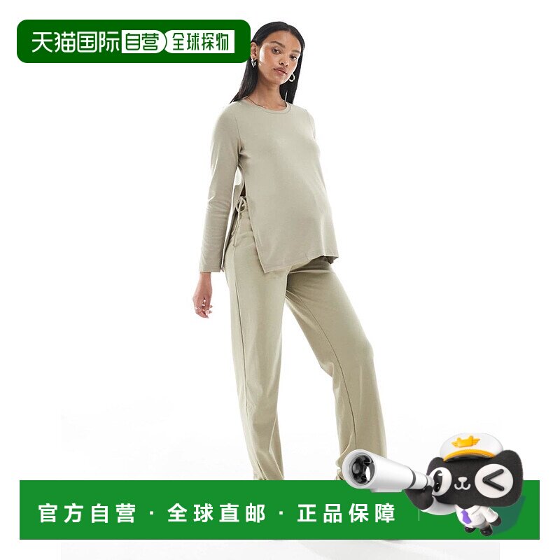香港直邮ASOS 女士 设计孕妇装哺乳条纹T恤(海军蓝)