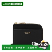 自营欧洲直邮Tumi途明 Voyageur女士黑色 金色尼龙logo标识卡包