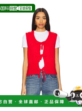 香港直邮GANNI 甘尼 女士 浅马海毛打结领细带背心 K2344