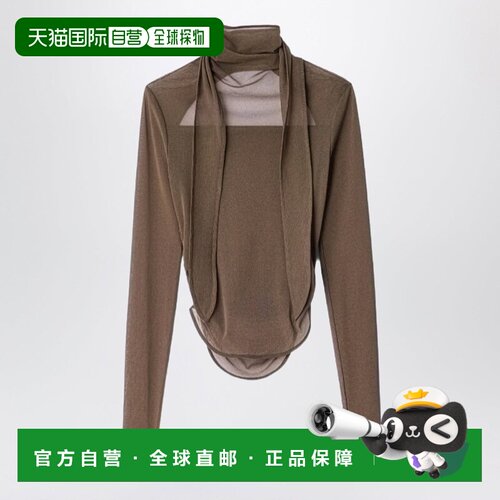 香港直邮Lemaire 女士 TOP 深褐色针织丝巾芭蕾平底鞋 TS0053LJ10