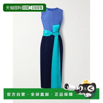 1h可退 香港直邮CAROLINA HERRERA 女士 束带罗缎绉纱中长连衣裙