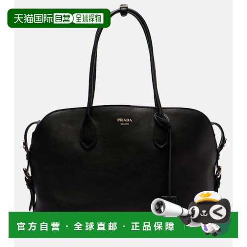 1h可退 香港直邮Prada 普拉达 女士 大号皮革手提包 black黑色 舒