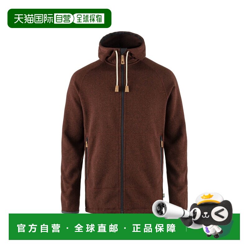 自营欧洲直邮Fjällräven Övik男士秋叶棕涤纶连帽抓绒衣