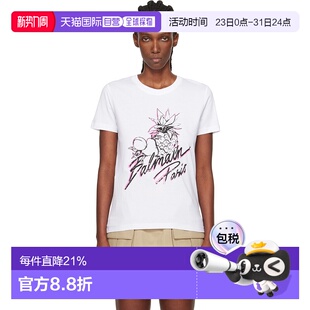 白色 Fruits Print 香港直邮Balmain 恤 女士 FF1EF000G 巴尔曼