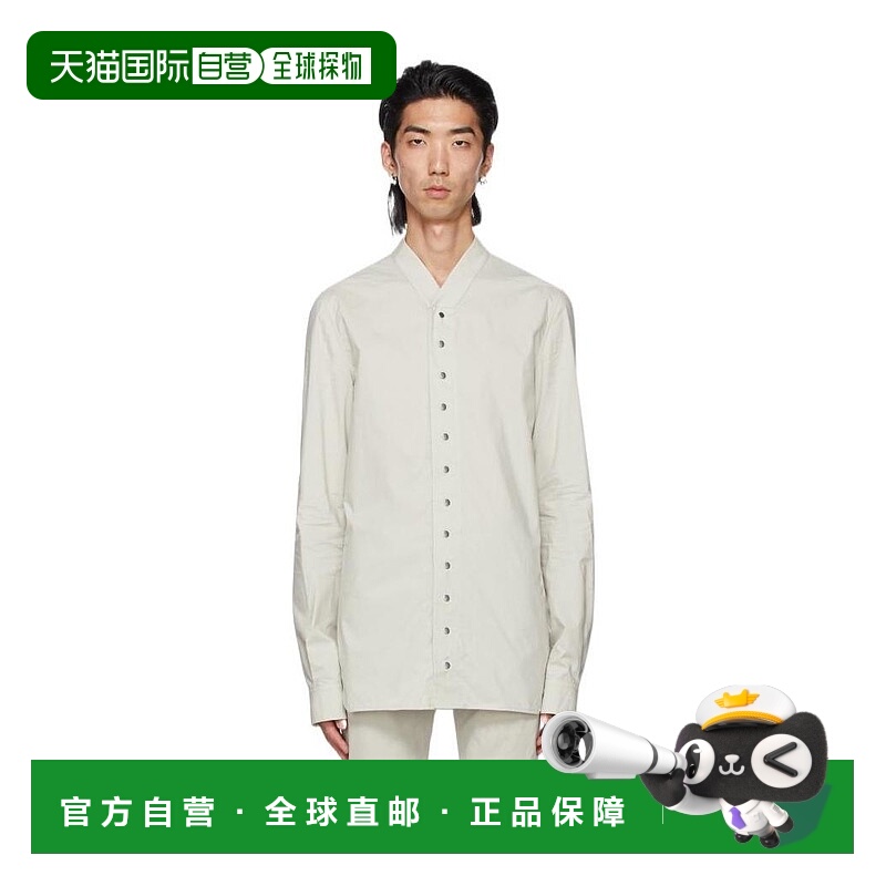 香港直邮Rick Owens 灰色徽标衬衫 RU21S6290P61