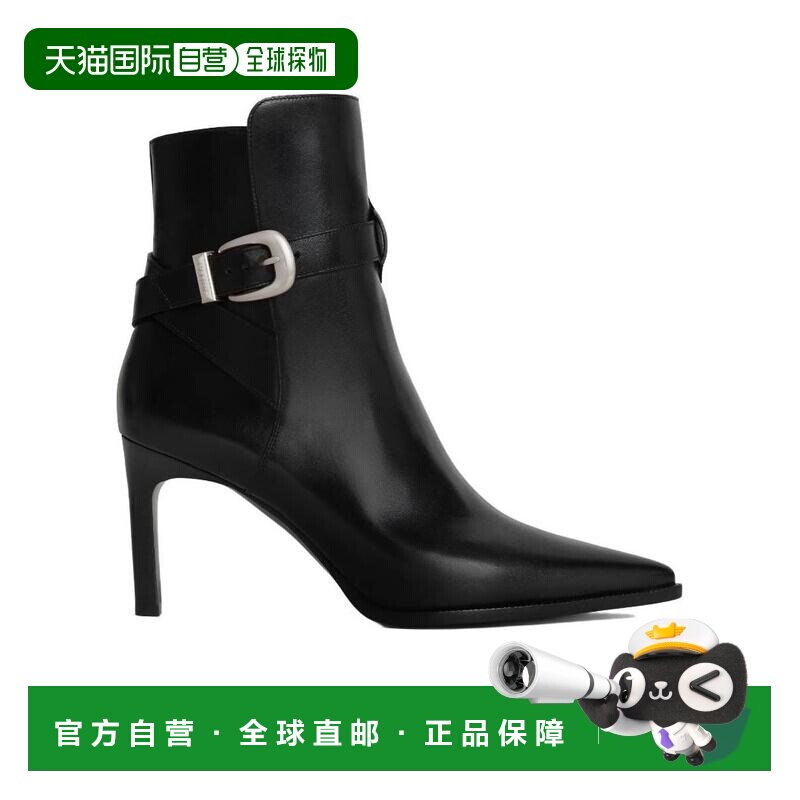 香港直邮Celine 徽标搭扣尖头短靴 351313314C.高跟女靴