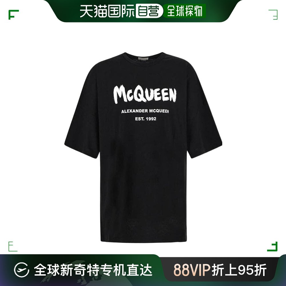 【99新未使用】香港直邮Alexander McQueen Graffiti logo印花T恤