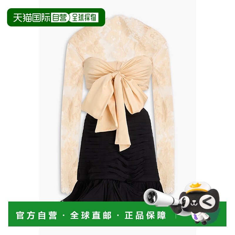 香港直邮ZIMMERMANN 女士 沟纹蕾丝拼接真丝乔其纱迷你连衣裙 104