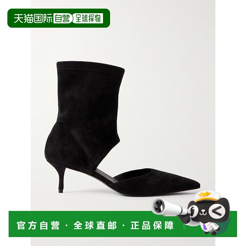 香港直邮Alaia 女士 黑色绒面革靴子 AA3B102CK311短靴弹力靴高跟