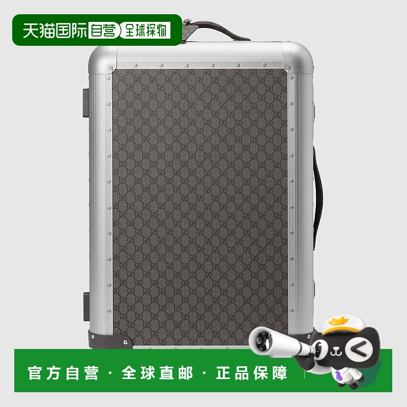 自营欧洲直邮Gucci古驰Porter系列女士灰色和黑色高级帆布中号拉