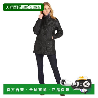 1h可退 香港直邮barbour 巴伯尔 女士 Beadnell 蜡夹克 black黑色