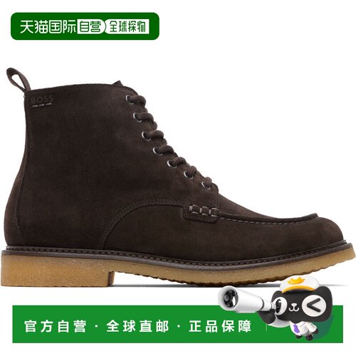 1h可退 香港直邮BOSS 波士 男士 棕色 Suede Half 踝靴 50557721