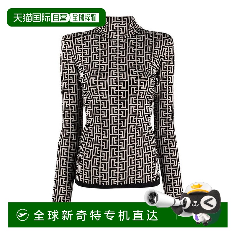 香港直邮Balmain logo提花高领套衫 WF1KF000K253羊毛