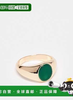 1h可退 香港直邮ASOS 男士 signet 设计半珍贵翠绿色晶石镶嵌色调