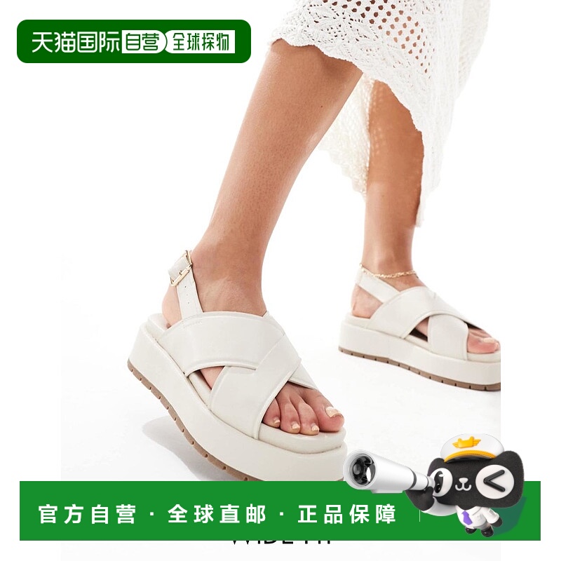 1h可退 香港直邮ASOS 女士 Frosty two-part 设计宽版粗跟凉鞋(米