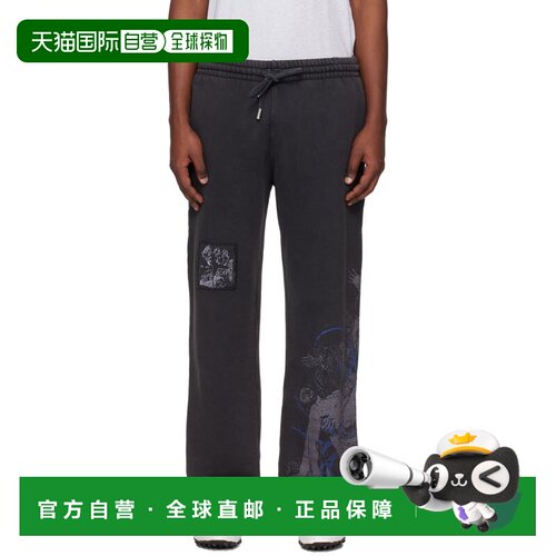 1h可退 香港直邮off-white 男士 黑色 Faded Painting 运动裤 OMC