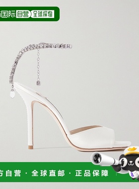 香港直邮Jimmy Choo 周仰杰 女士 Saeda 100 水晶装饰绸缎凉鞋 SA