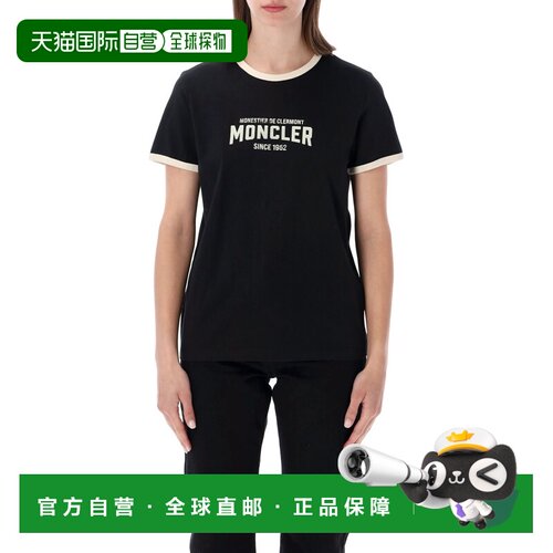 1h可退 欧洲直邮MONCLER 女士T恤 26P8C0003189AUOP90 SS2026 黑