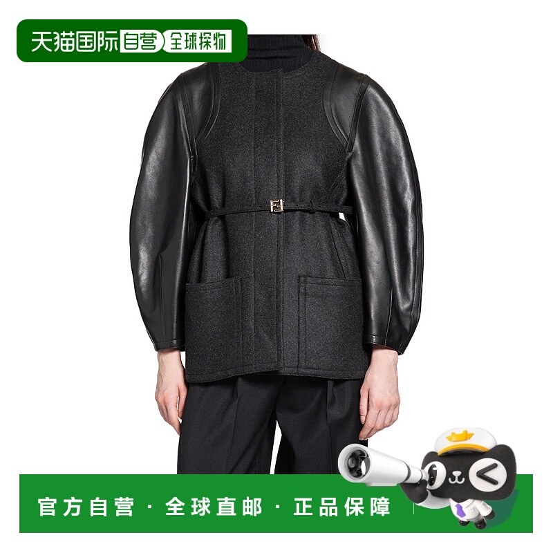 香港直邮Fendi 长袖拼接夹克外套 FJ7650AJ0K羊毛