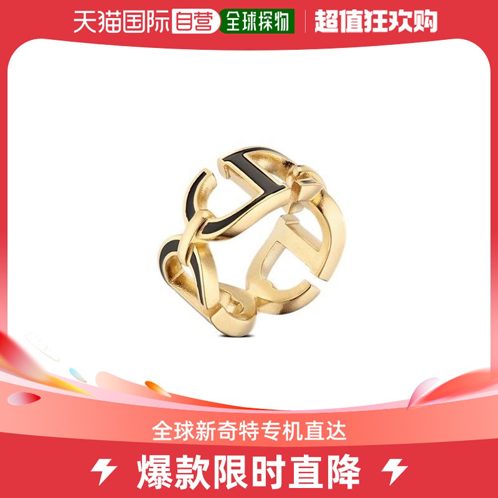 欧洲直邮Dior迪奥女士金属百搭简约戒指金色精致闭口黑色亮漆