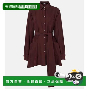 香港直邮LOEWE 罗意威 女士 束带真丝衫 RED 上衣【付后1h可退】