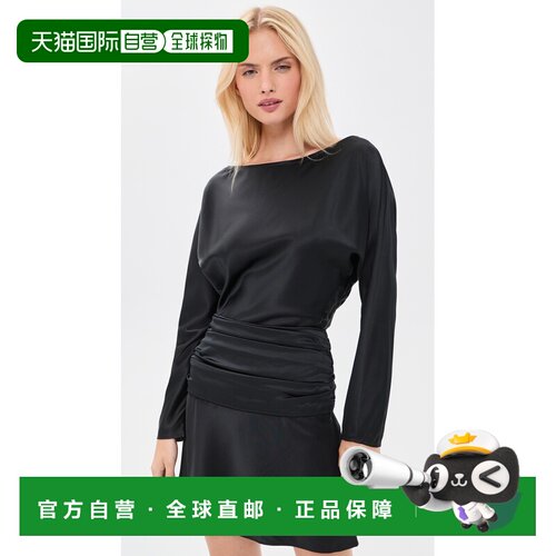 香港直邮Staud 女士 Freda 真丝迷你连衣裙 black黑色 舒适时尚