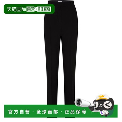 自营欧洲直邮Toteme Trousers女士黑色粘胶纤维阔腿直筒长裤