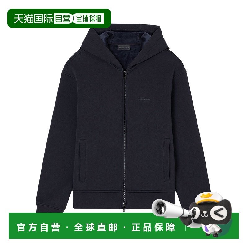 香港直邮EMPORIO ARMANI 25FW 徽标细节拉链连帽衫 Men阿玛尼卫衣
