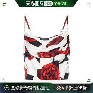 女士 玫瑰印花细肩带吊带 巴尔曼 香港直邮Balmain CF0AD215VE76