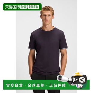 自营欧洲直邮Hugo Boss 男士深紫色棉圆领短袖T恤