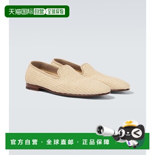 香港直邮MANOLO BLAHNIK 莫罗 伯拉尼克 男士 Mario 皮革边拉菲草